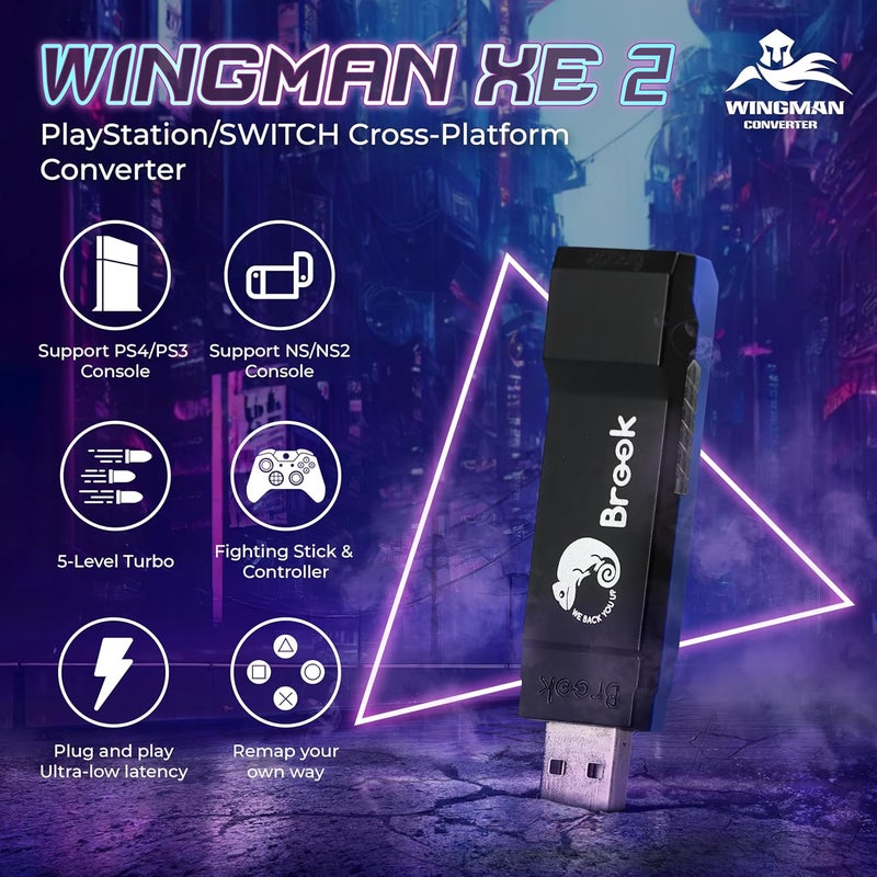 Brook محول وحدة التحكم اللاسلكية Wingman XE2 [نسخة حصرية] محول 2 في 1 لجهاز PS5 و PS4 و Xbox Series و NS و NS 2 و PC يدعم Turbo و Remap ولعب بدون تأخير يتضمن سلسلة مفاتيح - Image 4